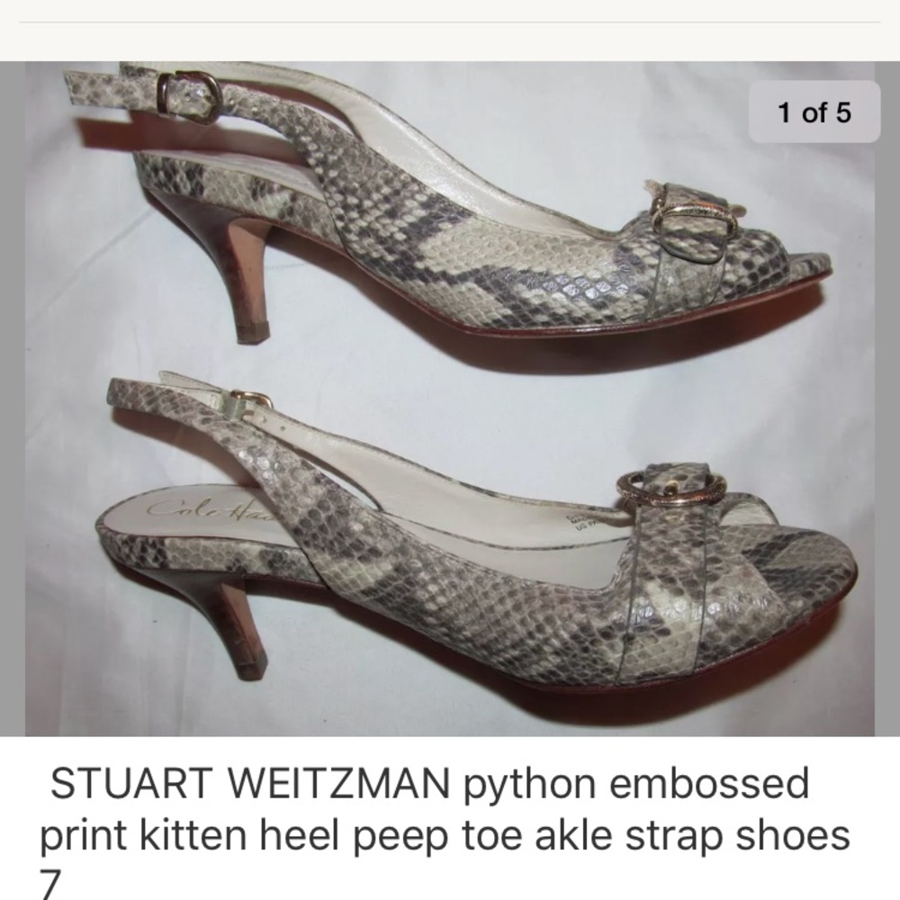 COLE HAAN snake print peep toe slingback shoes 7
